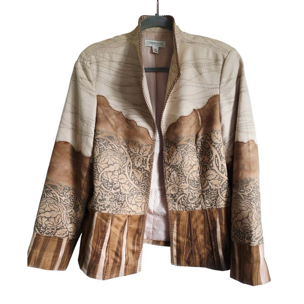 Coldwater Creek Women's Patchwork Embroidered Lea… - image 1